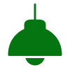 Green pendant lamp icon on black background