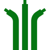 Green abstract geometric design on black background